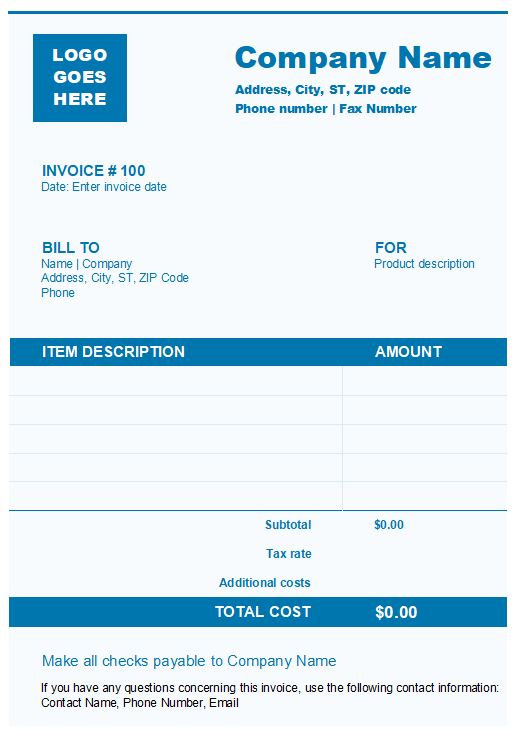 Professional Business Invoice Template Excel - Free Download for Small Businesses ​Thumbnail​ 